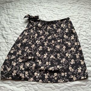 Vintage WE TOO Floral Wrap Skirt Black Cottagecore Made in USA XS/S